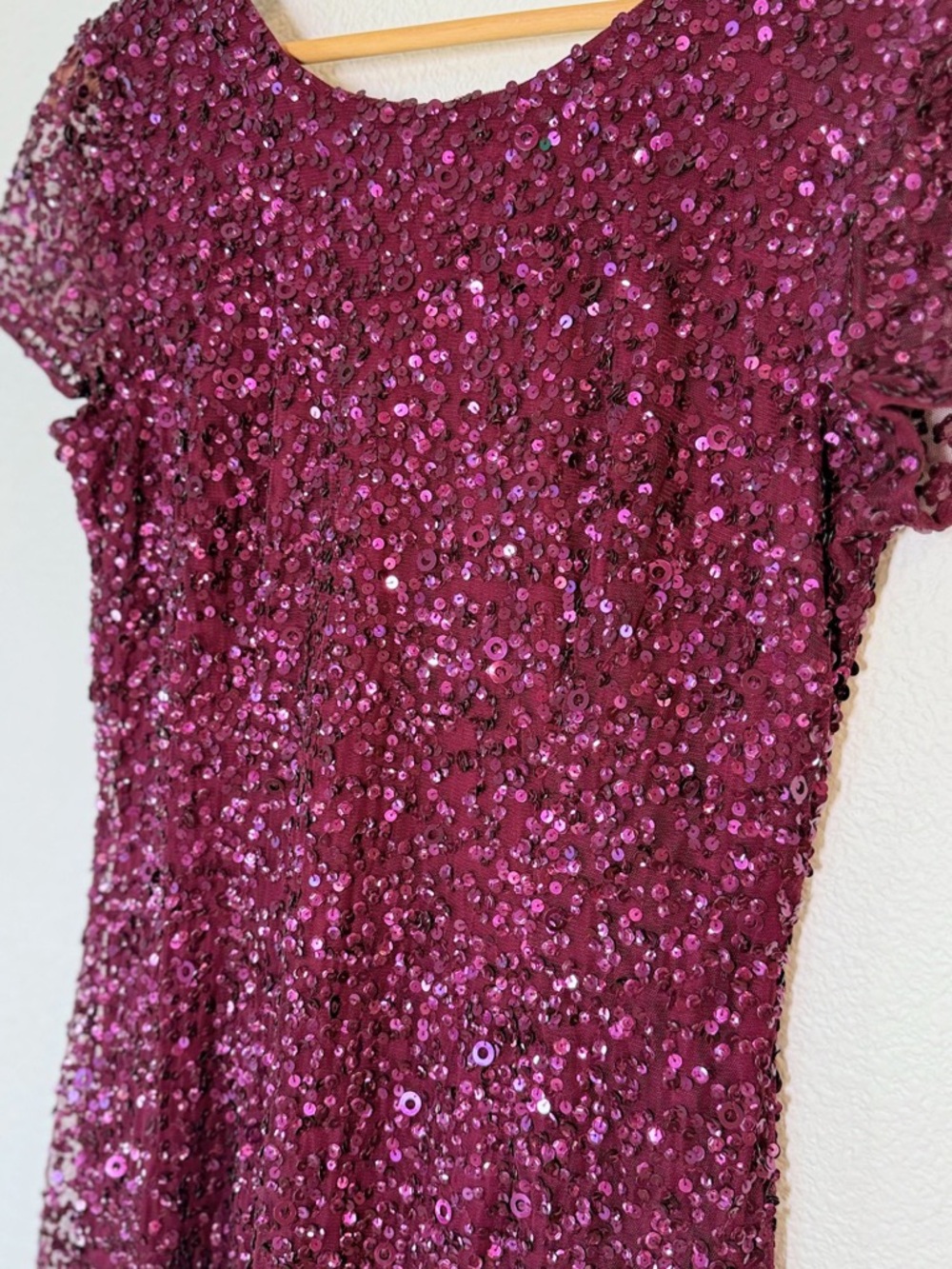 Adrianna Papell Wine-Red Sequin Evening Gown Formal Dress - Picture 3 of 12